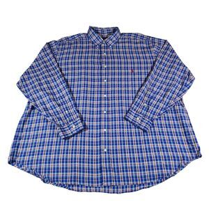 Ralph Lauren Shirt Men 2XB Long Sleeve Button Red Blue Yellow Green Tartan Plaid